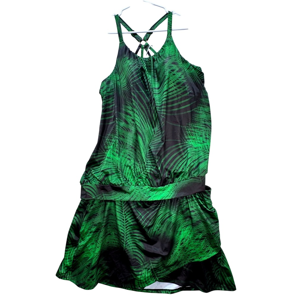 Cacique Swim Tankini Top Size 12 with Swim Bottom Size 16 Swimsuit Tropical